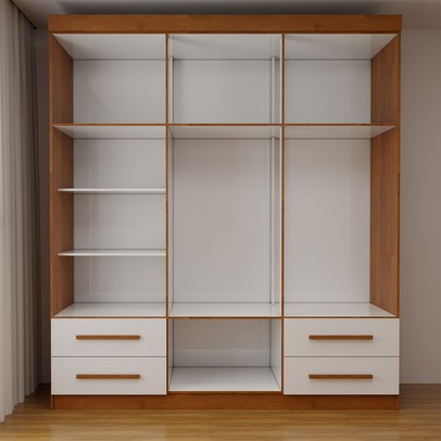 Guarda-Roupa Infantil Lisboa 6 Portas 4 Gavetas Cinamomo/Branco - Panorama Móveis