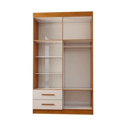Guarda-Roupa Infantil Lisboa 4 Portas 2 Gavetas com Espelho Cinamomo/Branco - Panorama Móveis