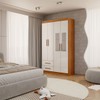 Guarda-Roupa Infantil Lisboa 4 Portas 2 Gavetas com Espelho Cinamomo/Branco - Panorama Móveis