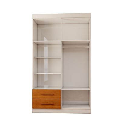 Guarda-Roupa Infantil Lisboa 4 Portas 2 Gavetas com Espelho Branco/Cinamomo - Panorama Móveis