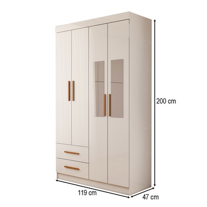 Guarda-Roupa Infantil Lisboa 4 Portas 2 Gavetas com Espelho Branco - Panorama Móveis