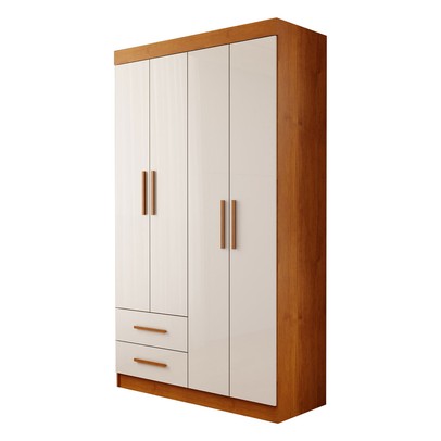 Guarda-Roupa Infantil Lisboa 4 Portas 2 Gavetas Cinamomo/Branco - Panorama Móveis