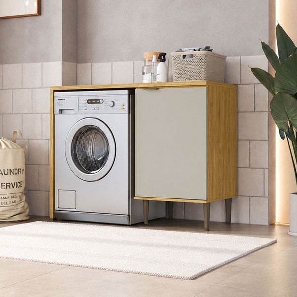 Armário Multiuso Copenhague 120 Cm 1 Porta Ipê/Sabbia - Decibal