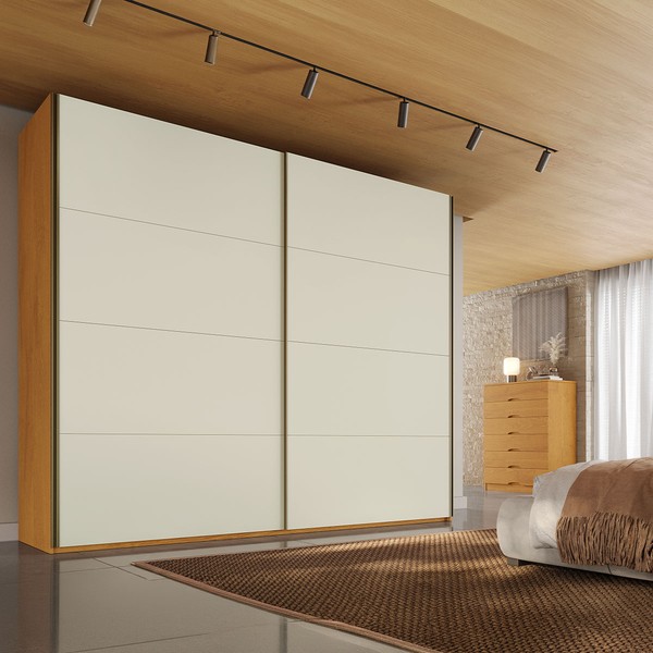 Guarda-Roupa Casal Hanover 2 Portas 6 Gavetas 100% Mdf Flex Peroba/Off White - Mademarques