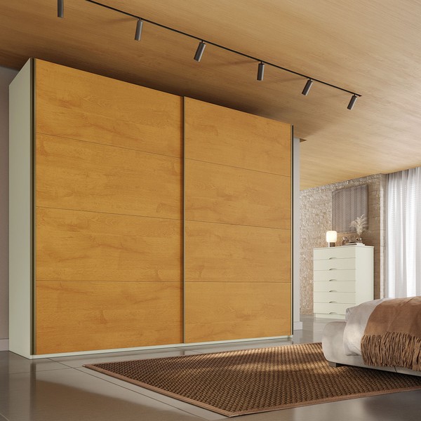 Guarda-Roupa Casal Hanover 2 Portas 6 Gavetas 100% Mdf Flex Off White/Peroba - Mademarques