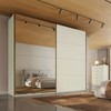 Guarda-Roupa Casal Hanover 2 Portas 6 Gavetas 100% Mdf com Espelho Flex Off White/Peroba - Mademarques