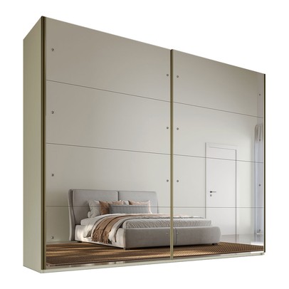 Guarda-Roupa Casal  Hanover 2 Portas 6 Gavetas com Espelho 100% Mdf Off White/Peroba - Mademarques