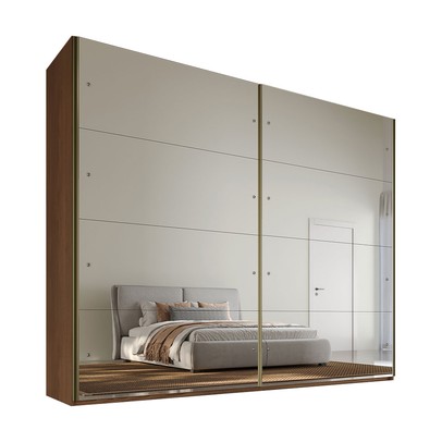 Guarda-Roupa Casal  Hanover 2 Portas 6 Gavetas com Espelho 100% Mdf Castanho/Off White - Mademarques