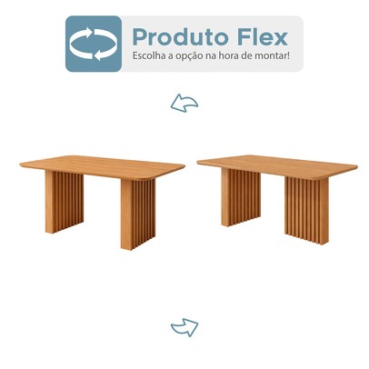 Mesa de Jantar 4 Lugares Orlando Ripado 180 Cm Cinamomo/Gengibre - Panorama Moveis