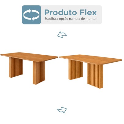 Mesa de Jantar 4 Lugares Orlando Ripado 210 Cm Cinamomo/Gengibre - Panorama Moveis
