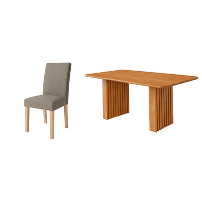 Mesa de Jantar 4 Lugares Orlando Ripado 210 Cm Cinamomo/Mascavo - Panorama Moveis