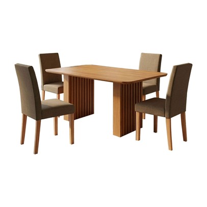 Mesa de Jantar 4 Lugares Orlando Ripado 210 Cm Cinamomo/Mascavo - Panorama Moveis