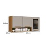 Armário Aéreo Cozinha 120 Cm Rubi 3 Portas com Vidro Fumê Cinamomo/Off White - Pnr Móveis