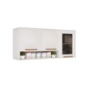 Armário Aéreo Cozinha 120 Cm Rubi 3 Portas com Vidro Fumê Branco/Cinamomo - Pnr Móveis