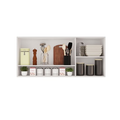 Armário Aéreo Cozinha 120 Cm Rubi 3 Portas com Vidro Fumê Branco/Cinamomo - Pnr Móveis