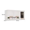 Armário Aéreo Cozinha 120 Cm Rubi 3 Portas com Vidro Fumê Branco/Cinamomo - Pnr Móveis