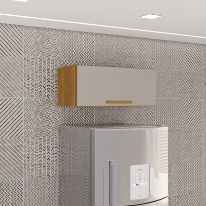 Armário Aéreo Cozinha 71 Cm Rubi 1 Porta Cinamomo/Off White - Pnr Móveis
