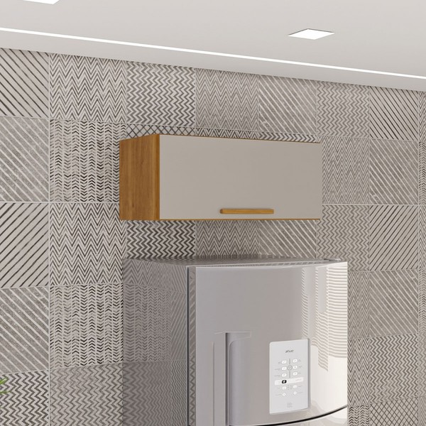 Armário Aéreo Cozinha 71 Cm Rubi 1 Porta Cinamomo/Off White - Pnr Móveis