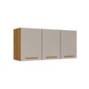 Armário Aéreo Cozinha 120 Cm Rubi 3 Portas Cinamomo/Off White - Pnr Móveis