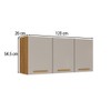 Armário Aéreo Cozinha 120 Cm Rubi 3 Portas Cinamomo/Off White - Pnr Móveis