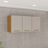 Armário Aéreo Cozinha 120 Cm Rubi 3 Portas Cinamomo/Off White - Pnr Móveis