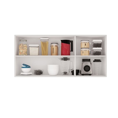 Armário Aéreo Cozinha 120 Cm Rubi 3 Portas Branco/Cinamomo - Pnr Móveis