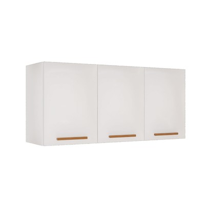 Armário Aéreo Cozinha 120 Cm Rubi 3 Portas Branco/Cinamomo - Pnr Móveis