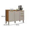 Balcão de Cozinha 120 Cm Rubi 3 Portas 2 Gavetas Cinamomo/Off White - Pnr Móveis