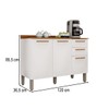 Balcão de Cozinha 120 Cm Rubi 3 Portas 2 Gavetas Branco/Cinamomo - Pnr Móveis