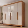 Guarda-Roupa Casal Malta 6 Portas 2 Gavetas com Espelho e Pés Cinamomo/Off White - Pnr Móveis