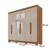 Guarda-Roupa Casal Malta 6 Portas 2 Gavetas com Espelho e Pés Cinamomo/Off White - Pnr Móveis