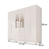 Guarda-Roupa Casal Malta 6 Portas 2 Gavetas com Espelho e Pés Branco - Pnr Móveis