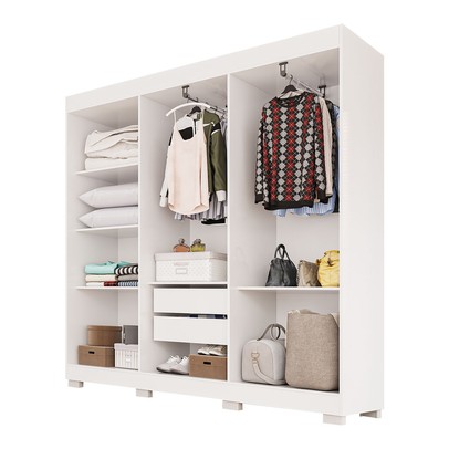 Guarda-Roupa Casal Malta 6 Portas 2 Gavetas com Espelho e Pés Branco - Pnr Móveis