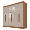 Guarda-Roupa Casal Malta 6 Portas 2 Gavetas com Espelho Cinamomo/Off White - Pnr Móveis