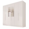Guarda-Roupa Casal Malta 6 Portas 2 Gavetas com Espelho Branco - Pnr Móveis