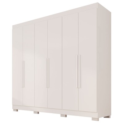 Guarda-Roupa Casal Malta 6 Portas 2 Gavetas com Pés Branco - Pnr Móveis