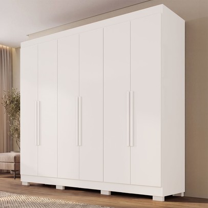Guarda-Roupa Casal Malta 6 Portas 2 Gavetas com Pés Branco - Pnr Móveis