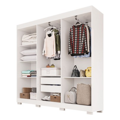 Guarda-Roupa Casal Malta 6 Portas 2 Gavetas com Pés Branco - Pnr Móveis