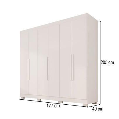 Guarda-Roupa Casal Malta 6 Portas 2 Gavetas com Pés Branco - Pnr Móveis