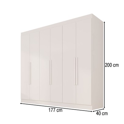 Guarda-Roupa Casal Malta 6 Portas 2 Gavetas Branco - Pnr Móveis