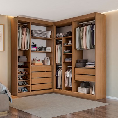 Closet Tw403 2 Gavetas 8 Prateleiras 100% Mdf Freijó/Preto Fosco