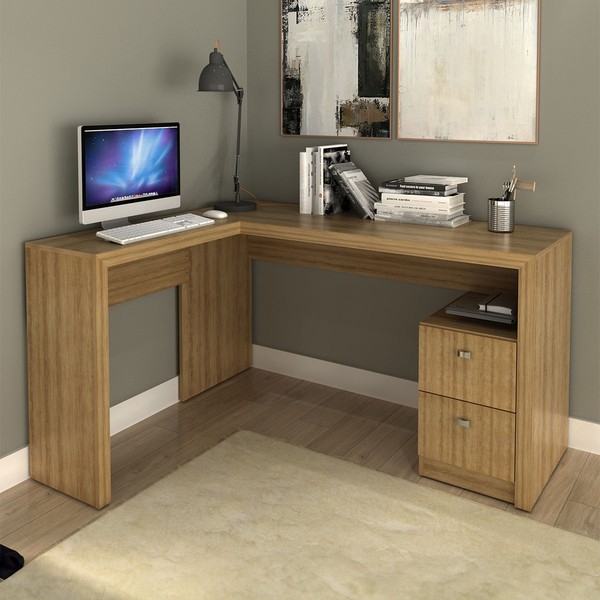 Mesa para Escritório 2 Gavetas Amendoa  Me4129 - Tecno Mobili