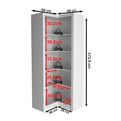 Armário para Escritório de Canto Branco Me4132 - Tecno Mobili