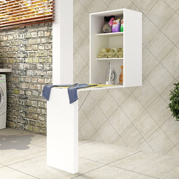 Armário Multiuso 2 Prateleiras de Parede Branco - Tecno Mobili