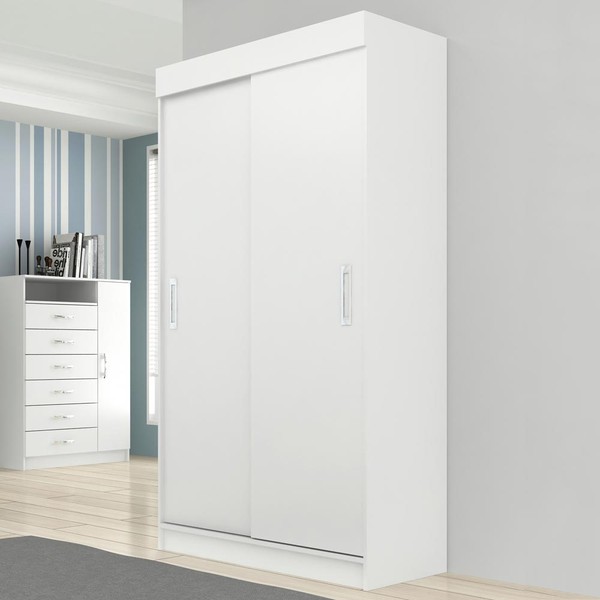Guarda-Roupa Solteiro 2 Portas Berlim Ber201 Branco - Evidência Móveis