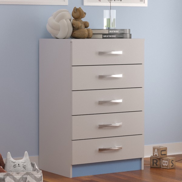 Cômoda 5 Gavetas If05az Azul/Branco - Evidência Móveis