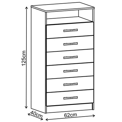 Cômoda 6 Gavetas Cp06r Rosa/Branco - Evidência Móveis