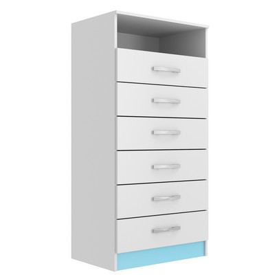 Cômoda 6 Gavetas Cp06az Azul/Branco - Evidência Móveis