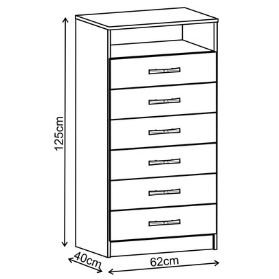 Cômoda 6 Gavetas Cp06az Azul/Branco - Evidência Móveis