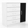 Cômoda 5 Gavetas 1 Porta Cp153 Branco/Preto - Evidência Móveis